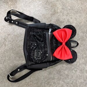 Loungefly Black and Red Sequin Backpack